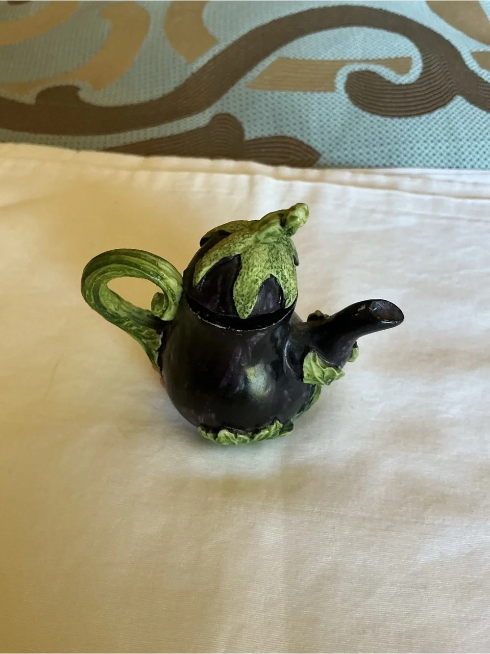 Whimsical Eggplant-Shaped Mini Teapot